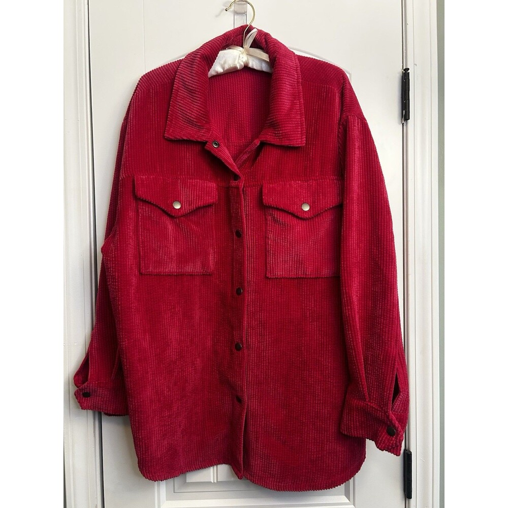 Wild Fable Hot Pink Corduroy Shacket Womens XL Oversized Snap Shirt Jacket - Picture 9 of 15